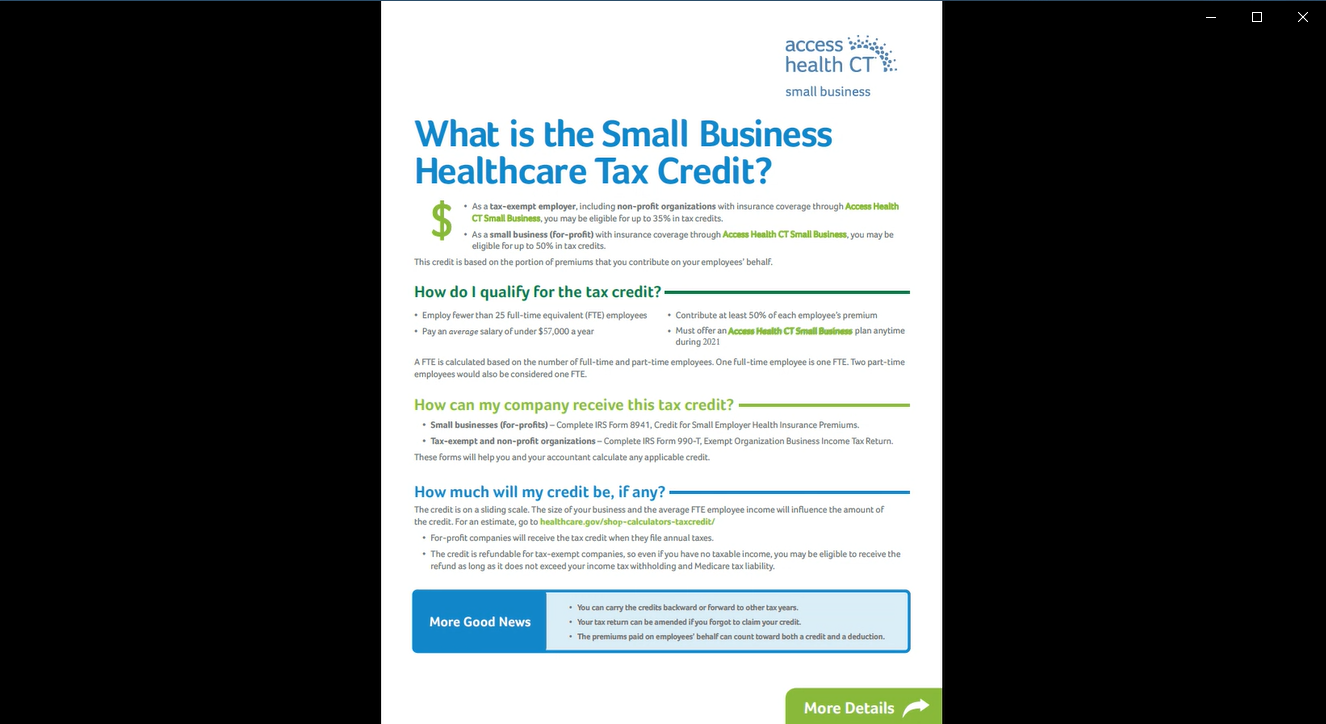 What is the Small Business Healthcare Tax Credit? Access Health CT